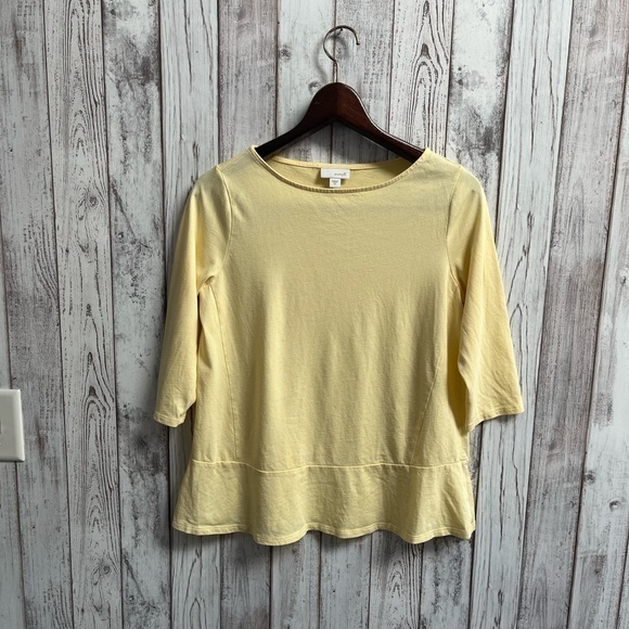 J Jill Pure Jill yellow top 3/4 sleeve size XS - Picture 1 of 5